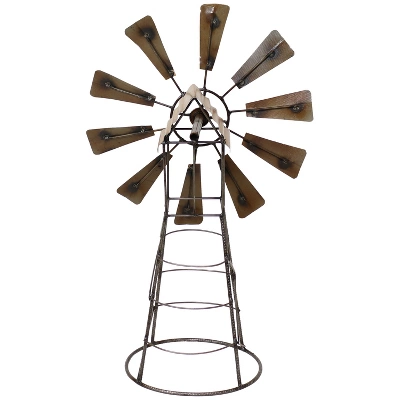Sunnydaze Decor Sunnydaze Golden Metal Windmill Outdoor Garden Art Statue - 26 In. 6 Sunnydaze Decor Sunnydaze Golden Metal Windmill Outdoor Garden Art Statue - 26 In. - Image 4