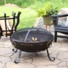 Sunnydaze Decor Sunnydaze Outdoor Camping Or Backyard Steel Victorian Fire Pit Bowl With Handles And Spark Screen - 25" - Black
