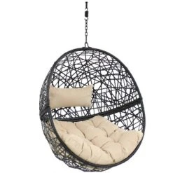 Sunnydaze Decor Sunnydaze Outdoor Resin Wicker Patio Jackson Hanging Basket Egg Chair Swing With Cushions And Headrest - 2pc -Furniture GUEST 77c1dadc bedc 4e8a a0f9 f0f51b7c3342