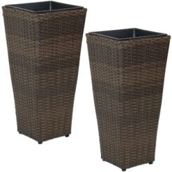 Sunnydaze Decor Sunnydaze Modern Decorative Standing Square Polyrattan Planter Containers - Brown - 2-Pack 14 Sunnydaze Decor Sunnydaze Modern Decorative Standing Square Polyrattan Planter Containers - Brown - 2-Pack -Furniture GUEST 78aa8646 78bb 4dc6 9a19 c2ca5d6fc70e