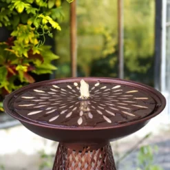 Sunnydaze Decor Sunnydaze Iron Crosshatch Bird Bath Water Fountain With LED Lights - 28.75" 11 Sunnydaze Decor Sunnydaze Iron Crosshatch Bird Bath Water Fountain With LED Lights - 28.75" -Furniture GUEST 792be402 e671 45e0 949a 354aeee5f83d
