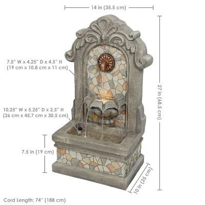 Sunnydaze Decor Sunnydaze Enchanting Estate Polyresin Flat Back Floor Outdoor Wall Fountain For The Patio, Deck, Or Yard - 27" - Gray 4 Sunnydaze Decor Sunnydaze Enchanting Estate Polyresin Flat Back Floor Outdoor Wall Fountain For The Patio, Deck, Or Yard - 27" - Gray - Image 2