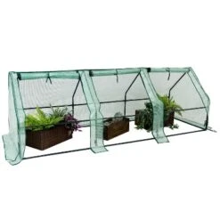 Sunnydaze Decor Sunnydaze Outdoor Portable Slanted Top Plant Shelter Mini Cloche Greenhouse With Zipper Doors - 36" - Green 19 Sunnydaze Decor Sunnydaze Outdoor Portable Slanted Top Plant Shelter Mini Cloche Greenhouse With Zipper Doors - 36" - Green -Furniture GUEST 79745697 0c6e 4ba1 961d 686c849420ca