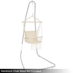 Sunnydaze Decor Sunnydaze Outdoor Printed Polycotton Fabric Hammock Chair With Armrests And Hardwood Spreader Bar - 300 Lb Capacity - Natural -Furniture GUEST 797fbeb1 43ba 4e83 8f26 c0276ea636b3