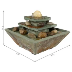 Sunnydaze Decor Sunnydaze Indoor Home Office Slate And Polished Stone Ball Tiered Tabletop Water Fountain With LED Light - 8" -Furniture GUEST 79b3a946 fbc0 4fcd 948c 6b221d744240