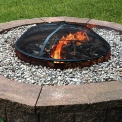 Sunnydaze Decor Sunnydaze Outdoor Heavy-Duty Steel Mesh Round Camp Fire Pit Spark Screen Lid With Handle - Black