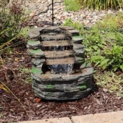 Sunnydaze Decor Sunnydaze 14"H Electric Polyresin Shale Falls Outdoor Water Fountain With LED Lights -Furniture GUEST 7a5b7614 5546 4fa6 9c43 14a978ad61b3