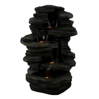 Sunnydaze Decor Sunnydaze 38"H Electric Polyresin And Fiberglass Stacked Shale Waterfall Outdoor Water Fountain With LED Lights 5 Sunnydaze Decor Sunnydaze 38"H Electric Polyresin And Fiberglass Stacked Shale Waterfall Outdoor Water Fountain With LED Lights - Image 3