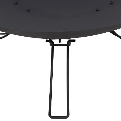 Sunnydaze Decor Sunnydaze Outdoor Camping Backyard Steel Round Classic Ebony Raised Fire Pit Bowl With 3 Folding Legs - Black - 24" 4 Sunnydaze Decor Sunnydaze Outdoor Camping Backyard Steel Round Classic Ebony Raised Fire Pit Bowl With 3 Folding Legs - Black - 24" - Image 2