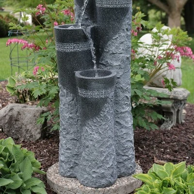 Sunnydaze Decor Sunnydaze 41"H Electric Polystone 4-Tier Staggered Pillars Outdoor Water Fountain With LED Lights 8 Sunnydaze Decor Sunnydaze 41"H Electric Polystone 4-Tier Staggered Pillars Outdoor Water Fountain With LED Lights - Image 6