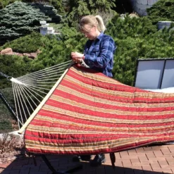 Sunnydaze Decor Sunnydaze Cotton Rope Freestanding Hammock With Spreader Bar With Portable Steel Stand And Pad And Pillow Set - 12' Stand 34 Sunnydaze Decor Sunnydaze Cotton Rope Freestanding Hammock With Spreader Bar With Portable Steel Stand And Pad And Pillow Set - 12' Stand -Furniture GUEST 7d7923da 7330 49ff ac02 0509508fd7ba