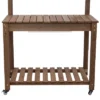Sunnydaze Decor Sunnydaze Wooden Wheeled Garden Potting Bench With Dry Sink, Storage Shelves, And Tool Hooks - Brown