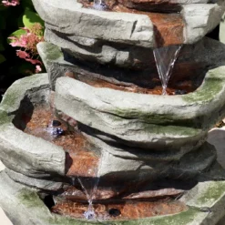 Sunnydaze Decor Sunnydaze 31"H Electric Polyresin And Fiberglass Lighted Cobblestone Waterfall Outdoor Water Fountain With LED Lights -Furniture GUEST 7e8212ed 9f2c 41a9 ab29 9ead6edb8863