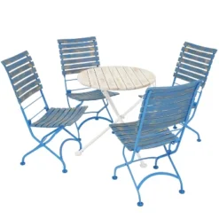 Sunnydaze Decor Sunnydaze Indoor/Outdoor Shabby Chic Cafe Chestnut Wood Folding Bistro Table And Chairs - 5pc -Furniture GUEST 7ea05fdc 165b 4452 864f b54f8b2e4aaf