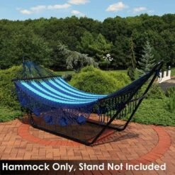 Sunnydaze Decor Sunnydaze Heavy-Duty Deluxe Hand-Woven Cotton American-Style Mayan Hammock With Spreader Bars - 770 Lb Weight Capacity - Blue -Furniture GUEST 7f211f76 2d35 442e a15b 0e8b5f878353