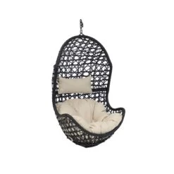 Sunnydaze Decor Sunnydaze Outdoor Resin Wicker Patio Cordelia Hanging Basket Egg Chair Swing With Cushion And Headrest - 2pc -Furniture GUEST 7f239976 ce51 47be a3ac ce87dadf541e