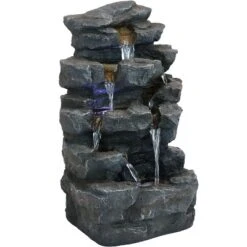 Sunnydaze Decor Sunnydaze 24"H Electric Polyresin Grotto Falls Outdoor Water Fountain With LED Lights -Furniture GUEST 7f710a49 0d5f 4a65 90e2 339b07268022