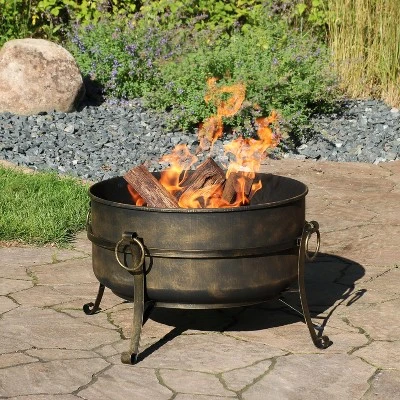 Sunnydaze Decor Sunnydaze Outdoor Camping Or Backyard Round Cauldron Fire Pit With Spark Screen, Log Poker, And Metal Wood Grate 8 Sunnydaze Decor Sunnydaze Outdoor Camping Or Backyard Round Cauldron Fire Pit With Spark Screen, Log Poker, And Metal Wood Grate - Image 6