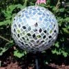 Sunnydaze Decor Sunnydaze Indoor/Outdoor Mirrored Diamond Mosaic Gazing Globe Glass Garden Ball - 10" Diameter - Silver
