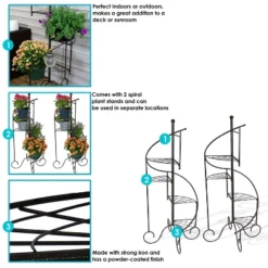 Sunnydaze Decor Sunnydaze Indoor/Outdoor Iron Metal 4-Tiered Potted Flower Plant Stand With Spiral Staircase Design - 56" - Black - 2pk 15 Sunnydaze Decor Sunnydaze Indoor/Outdoor Iron Metal 4-Tiered Potted Flower Plant Stand With Spiral Staircase Design - 56" - Black - 2pk -Furniture GUEST 80ba7553 72aa 4b3b 828c 95b96cdb90e2