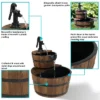 Sunnydaze Decor Sunnydaze Electric Fir Wood 2-Tier Farmhouse Barrel With Metal Decorative Hand Pump Outdoor Water Fountain