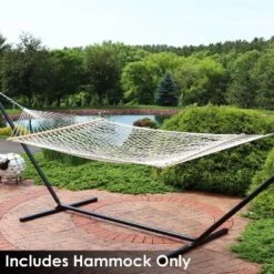 Sunnydaze Decor Sunnydaze Large Two-Person Double Wide 100% Cotton Rope Hammock With Spreader Bars For Patio And Backyard - 450 Lb Weight Capacity -Furniture GUEST 810c3f55 6e02 44b9 b880 4fd2f1a26f72