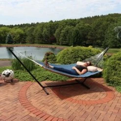Sunnydaze Decor Sunnydaze Heavy-Duty 2-Person Quilted Designs Fabric Hammock With Spreader Bars And Detachable Pillow - 440 Lb Weight Capacity -Furniture GUEST 8161534f 5732 4b28 a704 3230ff9d10c4