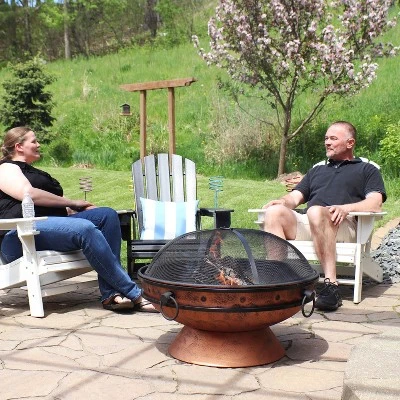 Sunnydaze Decor Sunnydaze Outdoor Camping Or Backyard Large Round Fire Pit Bowl With Handles And Spark Screen - 30" - Copper Finish 8 Sunnydaze Decor Sunnydaze Outdoor Camping Or Backyard Large Round Fire Pit Bowl With Handles And Spark Screen - 30" - Copper Finish - Image 7