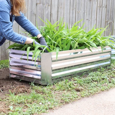 Sunnydaze Decor Sunnydaze Raised Corrugated Galvanized Steel Rectangle Garden Bed For Plants, Vegetables, And Flowers - 48" L X 11.75" H 6 Sunnydaze Decor Sunnydaze Raised Corrugated Galvanized Steel Rectangle Garden Bed For Plants, Vegetables, And Flowers - 48" L X 11.75" H - Image 4