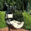 Sunnydaze Decor Sunnydaze Outdoor Resin Wicker Patio Jackson Hanging Basket Egg Chair Swing With Cushions And Headrest - 2pc