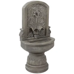 Sunnydaze Decor Sunnydaze Lovely Lily Polyresin Flat Back Pedestal Outdoor Wall Fountain For The Patio, Deck, Or Yard - 37.5" - Gray -Furniture GUEST 84723d77 3506 481d 8b84 feeb2813af23