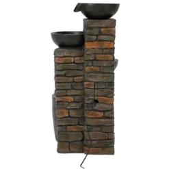Sunnydaze Decor Sunnydaze 34"H Electric Polyresin Staggered Bowls Tiered Outdoor Water Fountain With LED Lights -Furniture GUEST 8608b712 7967 4d3d 80a6 9a2f966c9ece