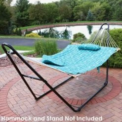 Sunnydaze Decor Sunnydaze Outdoor Weather-Resistant Polyester Quilted Hammock Cushion Pad And Hammock Pillow With Ties - Cool Blue Tropics -Furniture GUEST 864485cc 282d 4a67 a0ec 15b6dcbce3e0