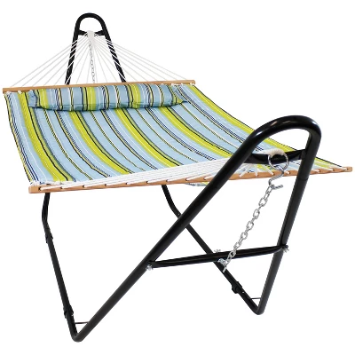 Sunnydaze Decor Sunnydaze Double Quilted Fabric Hammock With Universal Steel Stand - 450-Pound Capacity 17 Sunnydaze Decor Sunnydaze Double Quilted Fabric Hammock With Universal Steel Stand - 450-Pound Capacity - Image 15