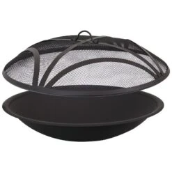 Sunnydaze Decor Sunnydaze Outdoor Replacement Steel Fire Pit Bowl With Spark Screen - Black -Furniture GUEST 86696e2b 6e53 4c5f ba13 896874d3dd12