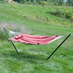 Sunnydaze Decor Sunnydaze Cotton Rope Freestanding Hammock With Spreader Bar With Portable Steel Stand And Pad And Pillow Set - 12' Stand 31 Sunnydaze Decor Sunnydaze Cotton Rope Freestanding Hammock With Spreader Bar With Portable Steel Stand And Pad And Pillow Set - 12' Stand -Furniture GUEST 872310f9 63cd 40fb 9f5d e8f4a7ee1552