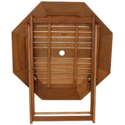 Sunnydaze Decor Sunnydaze Outdoor Meranti Wood With Teak Oil Finish Folding Patio Dining Table And Chairs - Brown - 5pc -Furniture GUEST 8782f358 9420 4c6d ac1f cddb24900de0