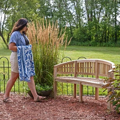 Sunnydaze Decor Sunnydaze 59" Solid Wooden Teak Outdoor Banana Bench With Curved Back 3 Sunnydaze Decor Sunnydaze 59" Solid Wooden Teak Outdoor Banana Bench With Curved Back