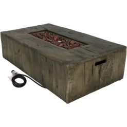 Sunnydaze Decor Sunnydaze Rustic Rectangular Propane Gas Fire Pit Table With Outdoor Weather-Resistant Durable Cover And Lava Rocks - 48" L - Faux Wood -Furniture GUEST 88f22b4d 8ad1 4674 8f1c 1f2b359d68fc