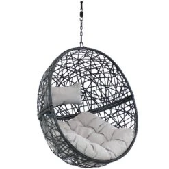 Sunnydaze Decor Sunnydaze Outdoor Resin Wicker Patio Jackson Hanging Basket Egg Chair Swing With Cushions And Headrest - 2pc -Furniture GUEST 88fc52f3 399c 4c22 b249 ff9636ec6897