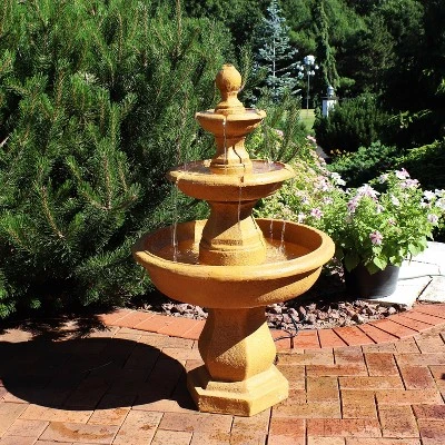 Sunnydaze Decor Sunnydaze 40"H Electric Fiberglass And Resin 3-Tier Tropical Style Outdoor Water Fountain 3 Sunnydaze Decor Sunnydaze 40"H Electric Fiberglass And Resin 3-Tier Tropical Style Outdoor Water Fountain