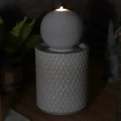 Sunnydaze Decor Sunnydaze Modern Orb On Circle-Pattern Base Ceramic Outdoor Fountain With LED Lights, Gray 15 Sunnydaze Decor Sunnydaze Modern Orb On Circle-Pattern Base Ceramic Outdoor Fountain With LED Lights, Gray -Furniture GUEST 89c8b7f5 9fb6 4c22 b377 710f6258ee0b