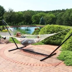 Sunnydaze Decor Sunnydaze Large Two-Person Double Wide 100% Cotton Rope Hammock With Spreader Bars For Patio And Backyard - 450 Lb Weight Capacity -Furniture GUEST 8c1aadaf 4002 420b 85bb 24b48230d076