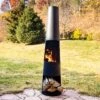 Sunnydaze Decor Sunnydaze Steel Chiminea With Built-In Log Holder - Black - 59" H