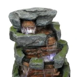 Sunnydaze Decor Sunnydaze 24"H Electric Polyresin And Fiberglass Tiered Stone Waterfall Outdoor Water Fountain With LED Lights -Furniture GUEST 8e1c9328 59b2 4dea a3e6 2c068f7fb7c6