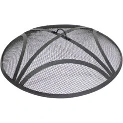 Sunnydaze Decor Sunnydaze Outdoor Heavy-Duty Reinforced Steel Round Fire Pit Spark Screen With Ring Handle - Black -Furniture GUEST 8e773265 11a5 4d91 9a12 f6a8451da709