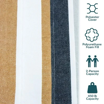 Sunnydaze Decor Sunnydaze Heavy-Duty Quilted 2-Person Hammock With Curved Bamboo Spreader Bars - 450 Lb Weight Capacity 8 Sunnydaze Decor Sunnydaze Heavy-Duty Quilted 2-Person Hammock With Curved Bamboo Spreader Bars - 450 Lb Weight Capacity - Image 6