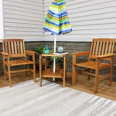 Sunnydaze Decor Sunnydaze Outdoor Meranti Wood With Teak Oil Finish Patio Table And Chairs Conversation Set - Brown - 3pc 8 Sunnydaze Decor Sunnydaze Outdoor Meranti Wood With Teak Oil Finish Patio Table And Chairs Conversation Set - Brown - 3pc - Image 6
