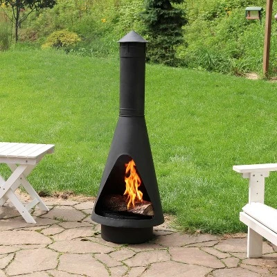 Sunnydaze Decor Sunnydaze Outdoor Backyard Patio Steel Wood-Burning Fire Pit Chiminea With Rain Cap, Wood Grate, And Fire Poker - 56" - Black 3 Sunnydaze Decor Sunnydaze Outdoor Backyard Patio Steel Wood-Burning Fire Pit Chiminea With Rain Cap, Wood Grate, And Fire Poker - 56" - Black