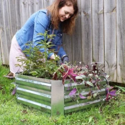 Sunnydaze Decor Sunnydaze Corrugated Galvanized Steel Raised Garden Bed For Plants, Vegetables, And Flowers - 24" Square X 11.75" H -Furniture GUEST 90735358 3eaa 4ad7 a8f9 cfc5b8b781b4